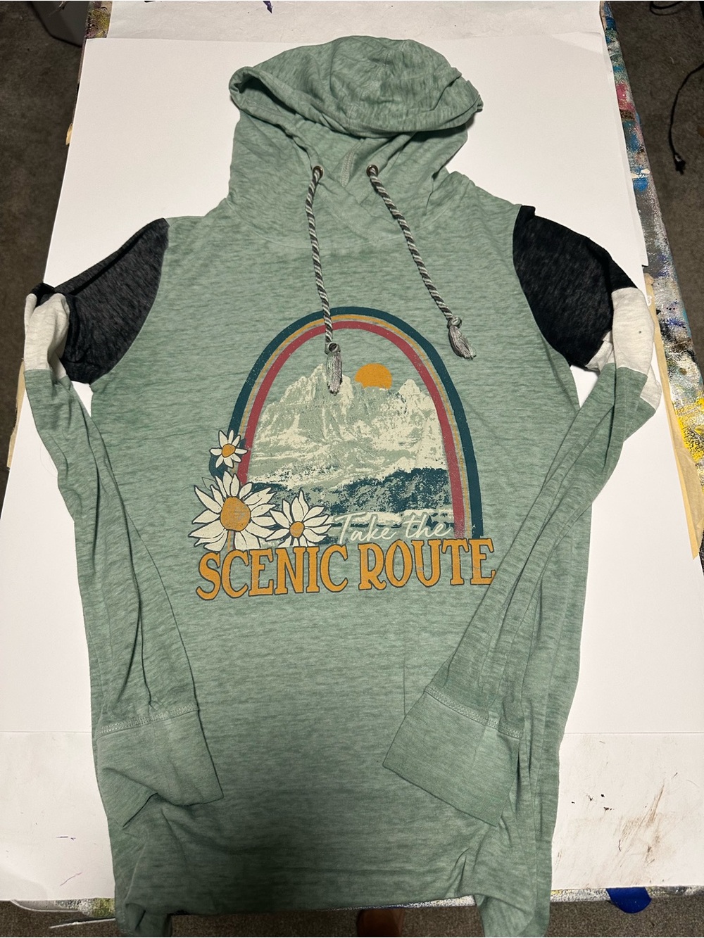 Maurices Sage Green 'Scenic Route' Hooded Pullover with Graphic